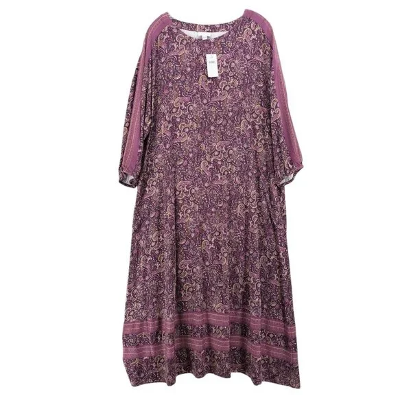 J. Jill Pink and Purple Bishop Sleeve Sundress - Picture 1 of 9